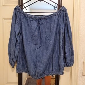 Blue off the shoulder tee/ tube top
